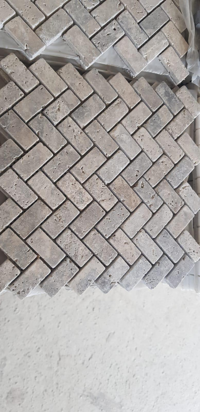 Herringbone Stone Mosaic — Turkish Mosaics & Medallions supplier
